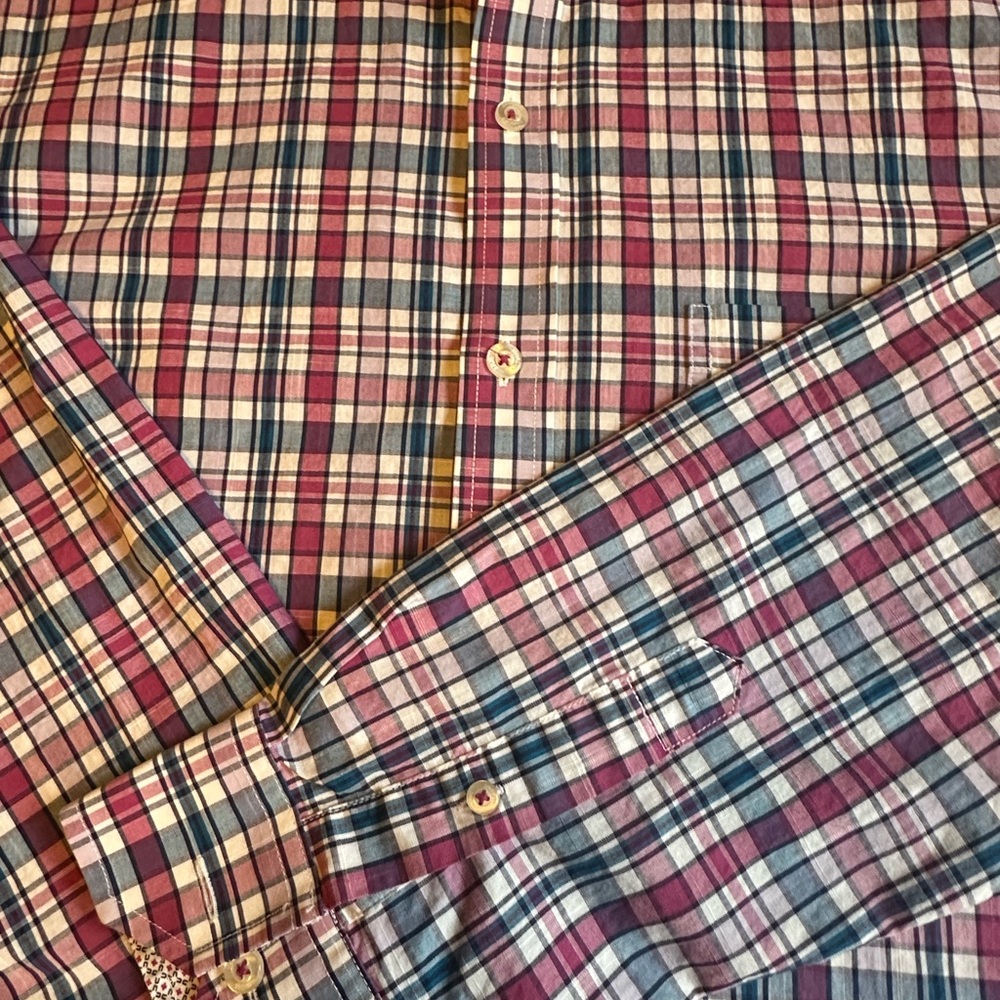 Johnston & Murphy Pink and Blue Plaid Shirt